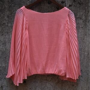 Alice + Olivia Pink Pleated Sleeve Blouse Women’s Size Small